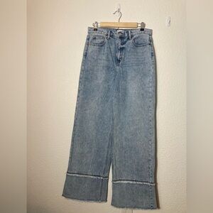 Cello light wash wide leg jeans size 11 frayed hem detail